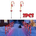 2pcs Solar Christmas Light Solar Crutch Light Solar Garden Light Santa Claus Crutch Light for Christmas Path Courtyard Courtyard Landscape