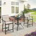 Iwicker 3 Pieces Patio Bar Set Outdoor Steel Bistro Bar Table & 2 Stools with Seat and Back Cushions for Backyard Garden Lawn