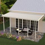 Four Seasons OLS TWV Series 34 ft wide x 14 ft deep Aluminum Patio Cover with 10lb Snowload & 5 Posts in Ivory