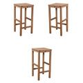 Home Square Teak Coventry Patio Bar Stool in Natural - Set of 3