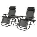 Devoko 3 Pcs Zero Gravity Chair Patio Folding Recliner Outdoor Chaise Lounge Chairs Portable Reclining Chair Set with Side Table Black