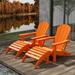 WestinTrends Malibu Outdoor Lounge Chair Set 4-Pieces Adirondack Chair Set of 2 with Ottoman All Weather Poly Lumber Patio Lawn Folding Chair for Outside Pool Beach Orange
