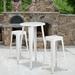 Emma + Oliver Commercial 24 Round White Metal Bar Table Set-2 Square Seat Backless Stools