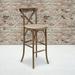 Emma + Oliver Dark Antique Wood Cross Back Barstool with Cushion