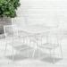 Emma + Oliver Commercial Grade 35.5 Square White Patio Table Set-4 Square Back Chairs