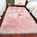 Ghouse Rectangular Pink Area Rug 5x6.7 feet Thick and Fluffy Faux Sheepskin Machine Washable Rectangular Plush Carpet Faux Sheepskin Rug for Living Room Bedroom Kids Room