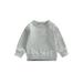 Diconna Toddler Kids Boys Girls Sweatshirts Solid Color Long Sleeve Hoodies Autumn Winter Casual Pullovers Tops Light Gray 2-3 Years