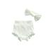 Newborn Baby Girls Diaper Covers Bloomers Bottoms Sweet Ribbed High Waist Elastic Shorts + Bow Headwear