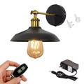 FSLiving Industrial Wall Sconce Rechargeable Battery Operated LED Picture Lights with Remote Cordless Bronze Socket Black Iron Shade Customizable Swing Arm Wall lamp for Kitchen Pets - 1 Pack