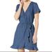 J. Crew Dresses | J. Crew Mercantile Dress Faux Wrap Denim Chambray Ruffle Blue Xs | Color: Blue | Size: Xs