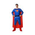 Atosa Superhelden-Kostüm für Herren, Superman-Kostüm, komplettes Cosplay, Comic-Charakter, Overall mit Umhang blau rot gold Party Halloween Karneval XS-S