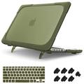 Mektron for MacBook Pro 13 Inch Case (Version 2015/2014/2013), Heavy Duty Snap-on Dual Layer Hard Case Cover with Foldable Stand for Mac Pro Retina 13.3" Model A1502 A1425, Avocado Green