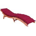 Detex 4-Piece Garden Lounger Cushion Set | Sun Lounger Pads with Detachable Headrest & Pillow Ties | Outdoor Lounger Cushions | 183 x 56 cm | Red