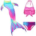 QWERTYUI Children's Swimwear Bikini, 3-piece Mermaid Swimsuit, Beach Suit, Children's Swimsuit, Hot Spring Swimsuit Beautiful clothing,Pink-130