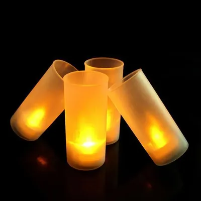 Bougies électroniques sans flamme rechargeables à LED avec tasse en plastique décor de mariages