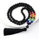 Collier Mala 7 Chakra pour hommes et femmes bijou de prière Reiki en pierre noire mate naturelle