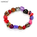 Bracelets ronds en pierre naturelle pour hommes agate Onyx 8mm chapelet ethnique à rayures