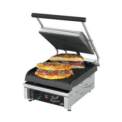 Star GX10IG Single Commercial Panini Press w/ Cast Iron Grooved Plates, 120v, Grooved Iron Plates, 10