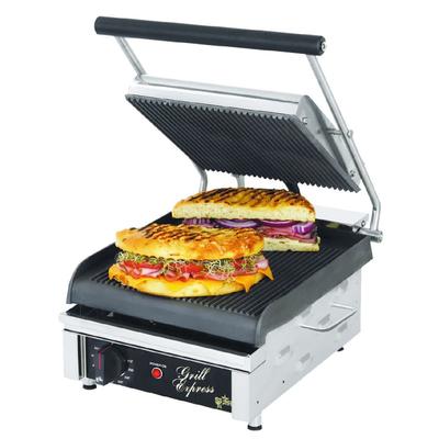 Star GX10IG Single Commercial Panini Press w/ Cast Iron Grooved Plates, 120v, Grooved Iron Plates, 10