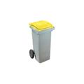 Conteneur à déchets 360 litres tri sélectif 2 roues - couvercle jaune - Jaune