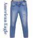 American Eagle Outfitters Jeans | American Eagle Low Rise Distressed Skinny Denim Jeggings Size 4 Excellent Cond | Color: Blue | Size: 4