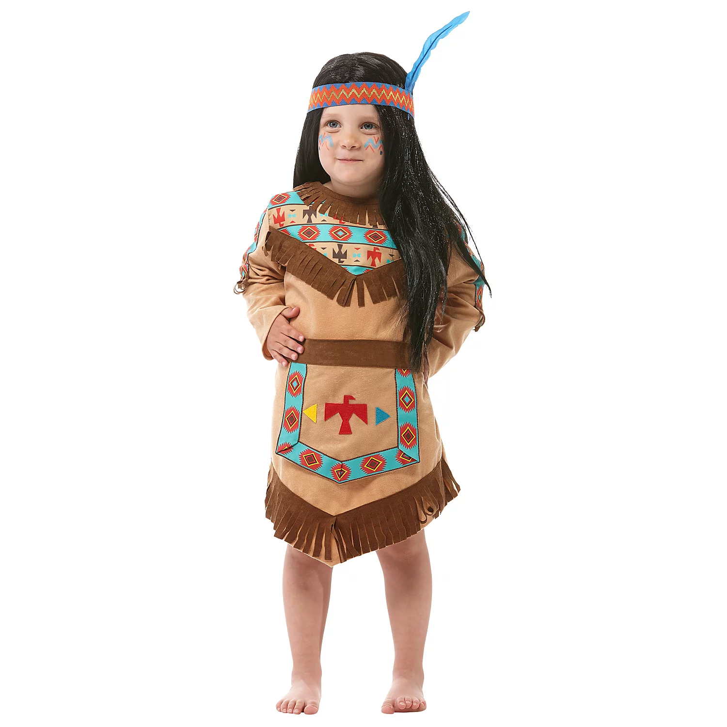Indianerin-Kostüm für Kinder, hellbraun Image