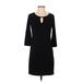 Donna Ricco Casual Dress - Sheath Keyhole 3/4 sleeves: Black Print Dresses - Women's Size 4