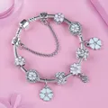 Bracelet à breloques pendentif fleur en émail pour femme perle de cristal bricolage bracelets et