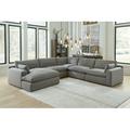 Gray Sectional - Signature Design by Ashley 135" Wide Right Hand Facing Modular Sofa & Chaise Polyester | 36 H x 135 W x 135 D in | Wayfair 10007S6