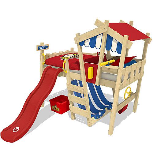 Kinderbett Hochbett Crazy Hutty mit Rutsche blau/rot