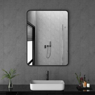 Badspiegel 50x70cm Wandspiegel Schwarz Metall Badezimmerspiegel Badzimmer Spiegel bad schwarzer Image
