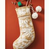 Anthropologie Holiday | Anthropologie Forage Pom Pom Christmas Stocking | Color: Tan | Size: Os