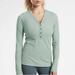 Athleta Tops | Athlete Green Ribbed Henley Long Sleeve Top, Size Small | Color: Green | Size: S