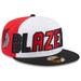 Men's New Era White/Black Portland Trail Blazers Back Half 59FIFTY Fitted Hat