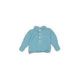 Long Sleeve Button Down Shirt: Blue Checkered/Gingham Tops - Kids Boy's Size 80