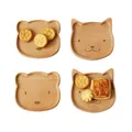 Assiette en bois massif pour enfants chat de dessin animé mignon ours plats à fruits acier