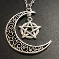 Collier pentagramme et lune Style Boho collier chaînes ras du cou gothique en acier inoxydable