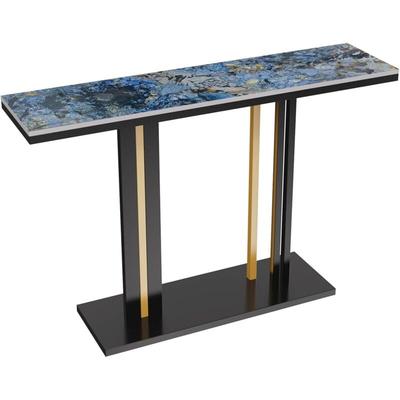 Konsolentisch Marmor Schmal Metall, Luxus Konsolentisch Marmor mit Metallgestell, 2-Ablagen Image
