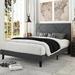 Queen Size Upholstered Platform Bed Frame with Headboard, Grey