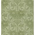 Little Greene 'Dahlia Scroll - Pea Green' - Green Wallpaper