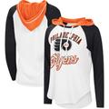 Women's G-III Sports by Carl Banks White/Heather Black Philadelphia Flyers MVP Raglan Lightweight Hooded T-Shirt