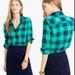 J. Crew Tops | J. Crew Shrunken Boy Shirt. Buffalo Plain Size 8. | Color: Blue/Green | Size: 8