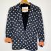Anthropologie Jackets & Coats | Anthropologie Cartonnier Polka Dot Blazer Size Xs | Color: Gray/Orange | Size: Xs