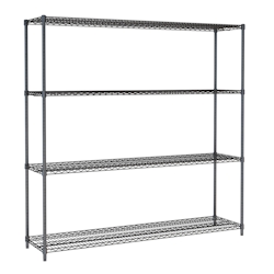 Chefgastro Gitterbodenregal mit 4 Fachböden | HxBxT 180x180x45cm | Fachlast 250kg | Schwarz Image