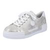 Sneaker RIEKER, Damen, Gr. 40, grau (metallic, grau), Lederimitat, used, sportlich, Schuhe, Freizeitschuh, Halbschuh, Schnürschuh mit Plateausohle
