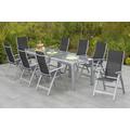 Garten-Essgruppe MERXX "Carrara", schwarz (silber, schwarz), Polyester, Aluminium, Polyester, Sitzmöbel-Sets