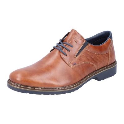 Schnürschuh RIEKER, Herren, Gr. 40, braun (cognac), Synthetik, elegant, Schuhe, mit Stretcheinsatz, Freizeitschuh, Halbs