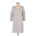 Spirit of Grace Casual Dress - Shift Scoop Neck 3/4 sleeves: White Print Dresses - Women's Size Small