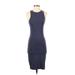 Forever 21 Casual Dress - Bodycon Crew Neck Sleeveless: Blue Solid Dresses - Women's Size Small