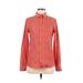 Lands' End Long Sleeve Button Down Shirt: Red Stripes Tops - Women's Size 6 Tall